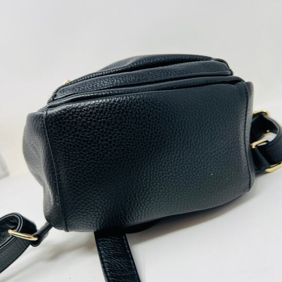 Steve Madden Vegan Pebble Leather Mini Backpack Black Gold - Picture 7 of 10